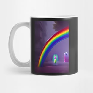 HAPPY GHOST ADMIRES RAINBOW ON HALLOWEEN Mug